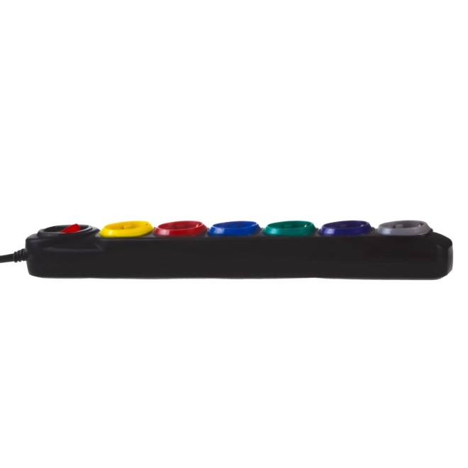 Stroomrail 1,5 m 250VAC/10A MCE509 B 2500 Q, IP20, 6 stopcontacten, nominale stroom 10 A, zwart