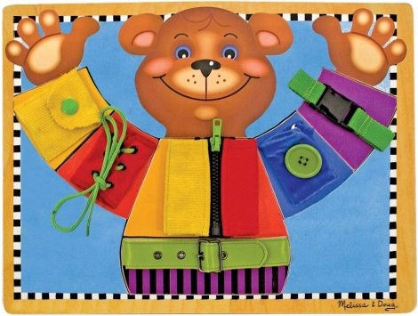 Tableau d’activité en bois avec ourson à habiller MELISSA & DOUG