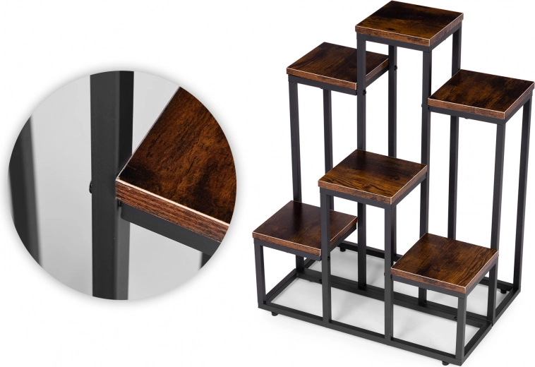 Multi-level display on 6 shelves