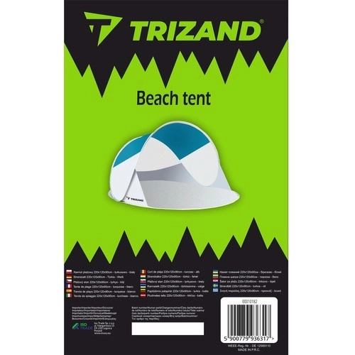 Strandtent 220x120x90cm - turquoise - grijs