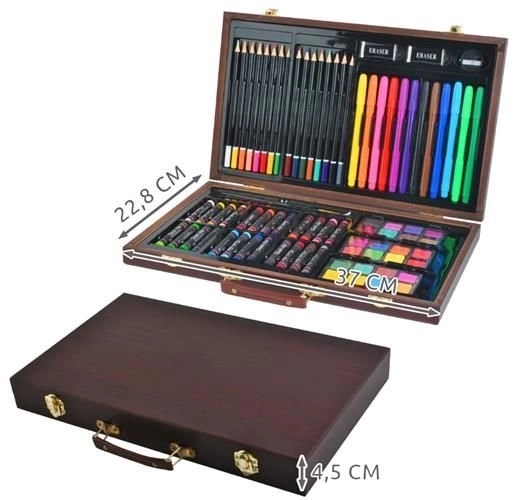 Large Art Set in a Wooden Case for Little Painters - 81pcs