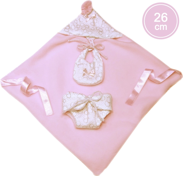 Tweekamerig outfit met capuchon voor New Born pop 26 cm