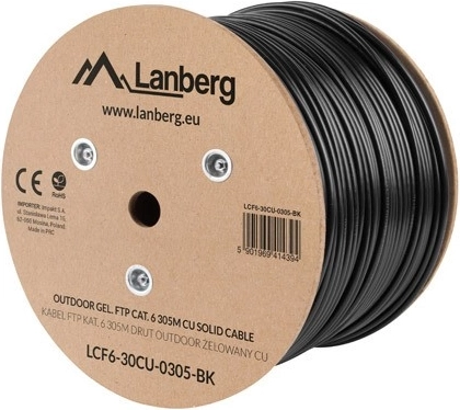Lanberg Outdoor Gel FTP Cat 6 Network Cable 305m, Black