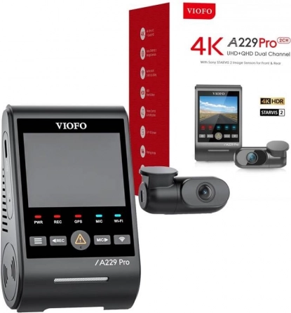 VIOFO A229 Pro Dashcam mit 4K + 2K Dualaufnahme und GPS