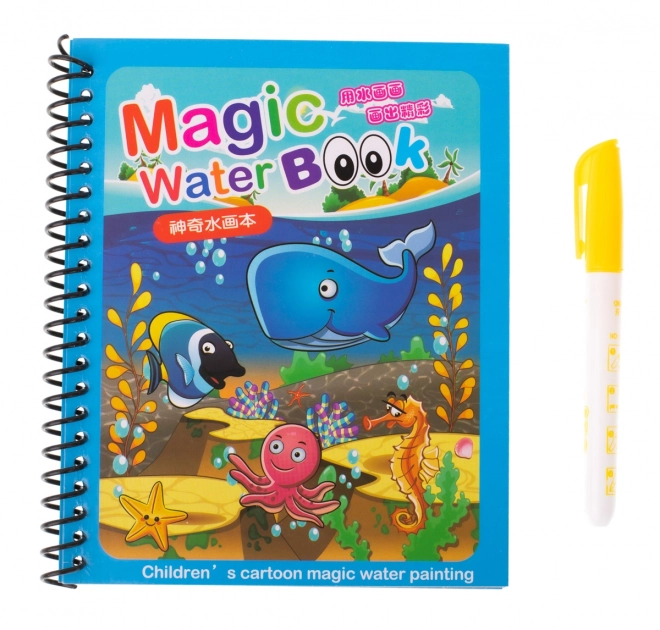 Waterboek met stift zeedieren blauw