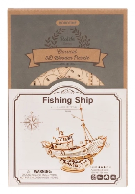 Vissersboot - 3D houten bouwpakket