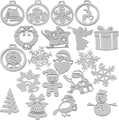 RUHHY Holz-Weihnachtsornamente 20 Stk – weiß, bruchsicher, 9 cm