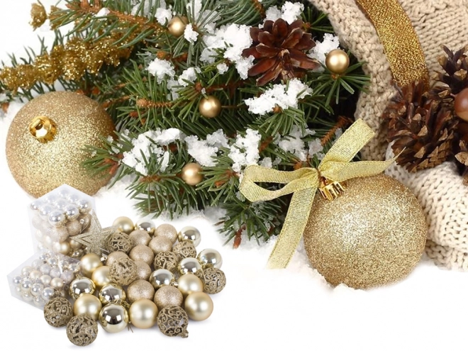 Set van 100 kerstversieringen met gouden sterren