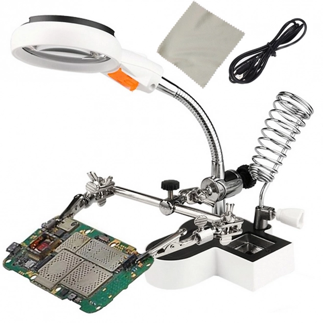 Professionele derde hand met loep en LED-verlichting