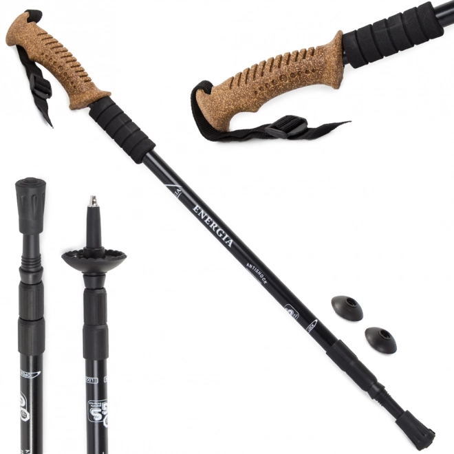 Nordic Walking Trekking Pole with Cork Handle – Black