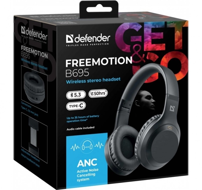 Kabellose Over-Ear-Kopfhörer mit ANC Freemotion B695 Schwarz