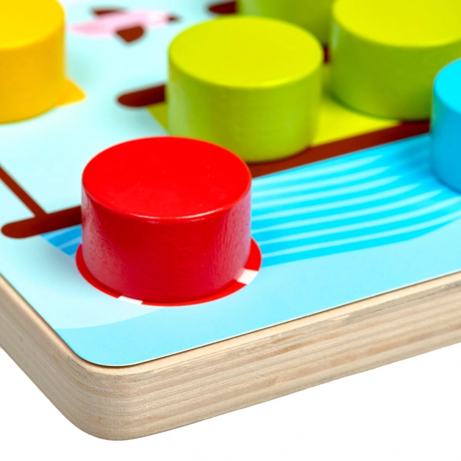 Lucy & Leo Kleurrijke mozaïek - houten spel met grote pinnen en sjablonen