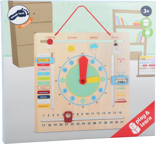 Educatieve kalender met klok voor kinderen in het Duits