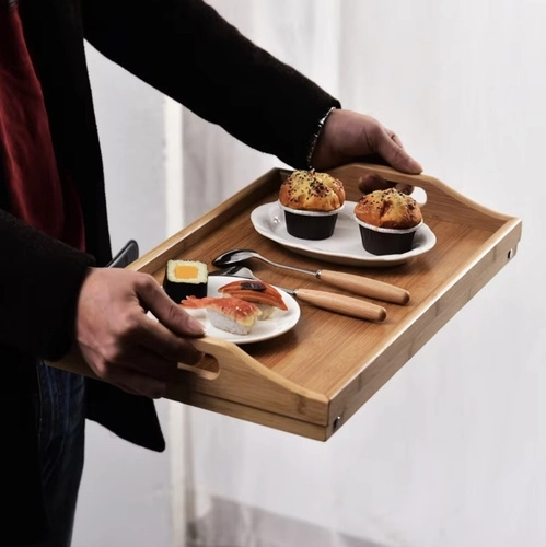 Table pliante en bambou pour lit avec fonction ordinateur portable