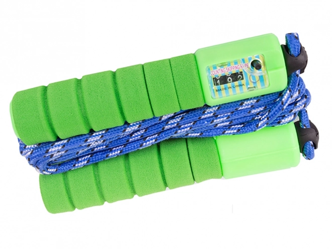 Green jump rope with digital counter for fitness