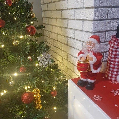 Spelende en zingende Kerstman figuur 30 cm