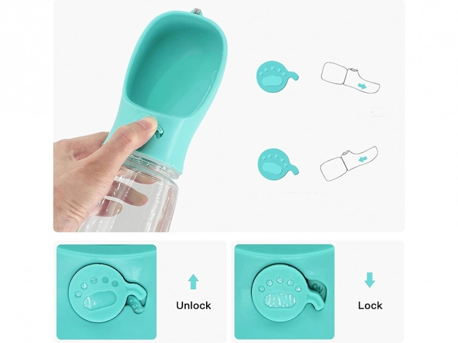 Reisewasserflasche für Hunde mit Napf, 380 ml