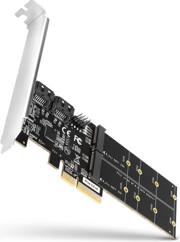 PCIe-controller AXAGON met 2× SATA 6G en 2× interne M.2 B‑key SATA-slots, SP & LP