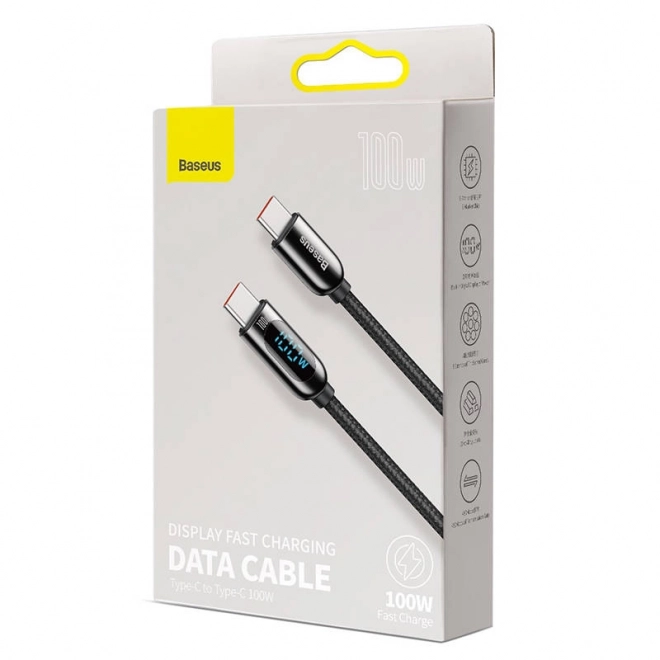 USB-C naar USB-C Displaykabel Baseus, 100 W, 2 m (zwart)