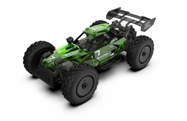 Auto RC buggy kunststof 22cm bouwset 24MHz op batterijen groen in doos 34x25x7cm
