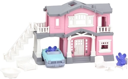 Roze huis Green Toys met accessoires