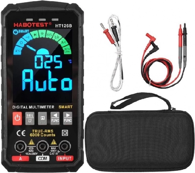 Digitale multimeter HABOTEST met true‑RMS, slimme detectie en 6000 counts
