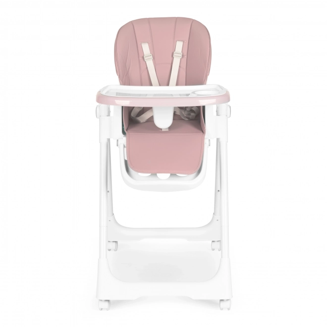Chaise haute, chaise d'alimentation, réglable en hauteur, sangles en éco-cuir, double plateau rose