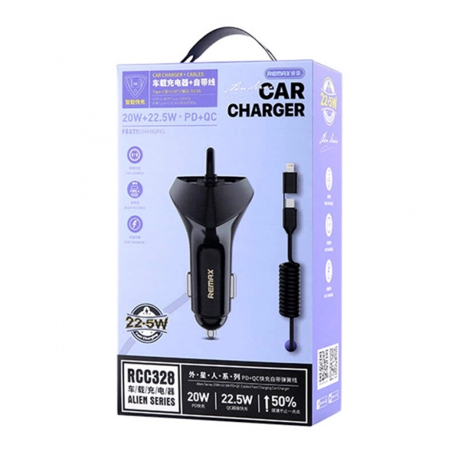 Car Charger Remax with Fast Charging 20W + 22.5W PD+QC