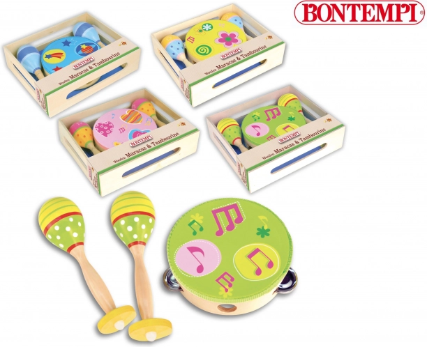 Maracas en bois et tambourin BONTEMPI