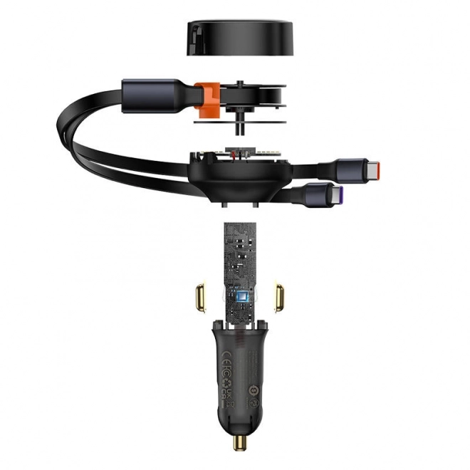 Baseus autoadapter met USB-C-kabel, 33 W