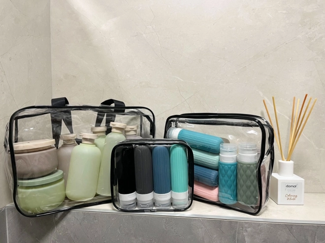 Set van doorzichtige reis cosmetische tassen - 3 stuks