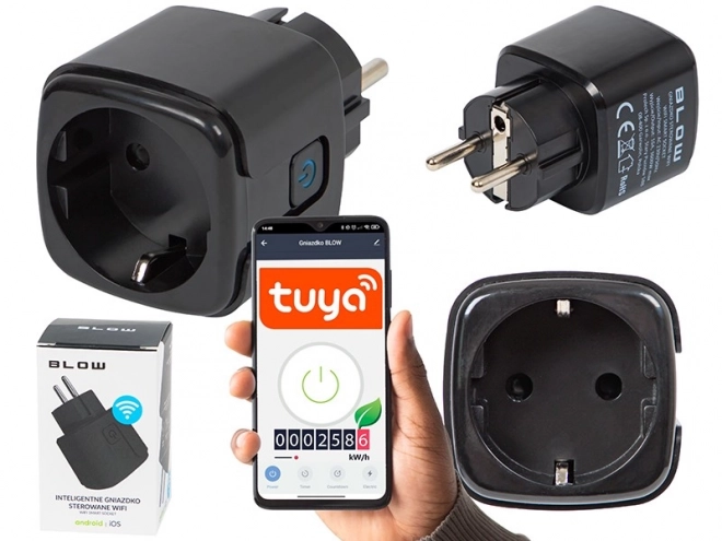 Slimme stekker TUYA V3 zwart met WiFi-besturing