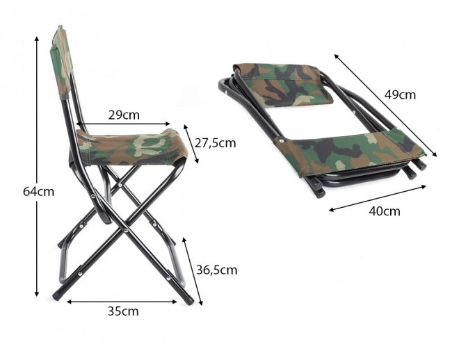 Zusammenklappbarer Angelstuhl im Camouflage-Design