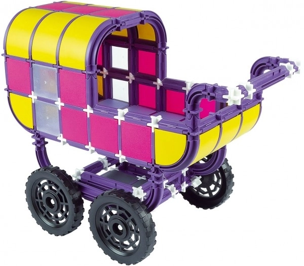 Bouwpakket SEVA GEZIN Kinderwagen plastic 293 stukjes in doos 35x33x5cm 4+