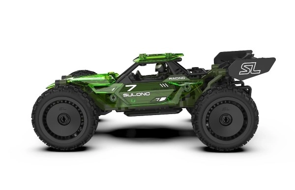 Auto RC buggy kunststof 22cm bouwset 24MHz op batterijen groen in doos 34x25x7cm