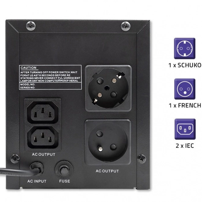 Backup Power Supply UPS Qoltec 1200VA 720W