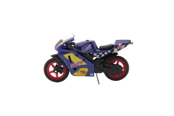 Race motorfiets metaal/kunststof 8cm vrij rollend mix soorten op kaart
