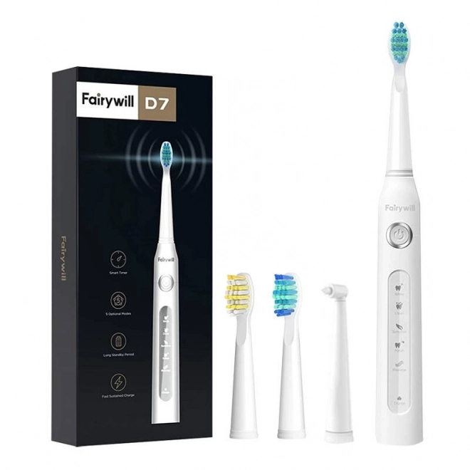 Sonische tandenborstel met set koppen FairyWill FW507 (wit)