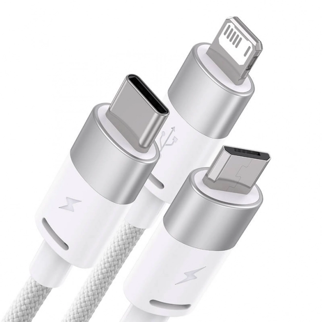 Kabel 3v1 USB Baseus StarSpeed-serie, USB-C + micro + Lightning 3,5A, 1,2 m (wit)