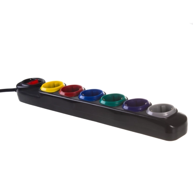 Stroomrail 1,5 m 250VAC/10A MCE509 B 2500 Q, IP20, 6 stopcontacten, nominale stroom 10 A, zwart