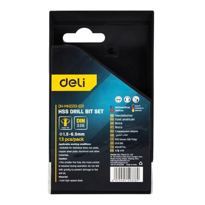Deli Tools HSS Drill Bit Set