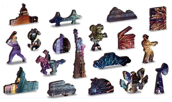 Houten puzzel Nachtelijk New York 2v1