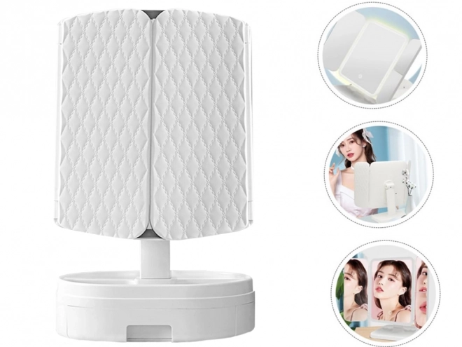 Opvouwbare cosmetische LED spiegel met verlichting en vergroting