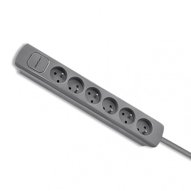 Grijze verdeelstrip met 6 stopcontacten 1,8m
