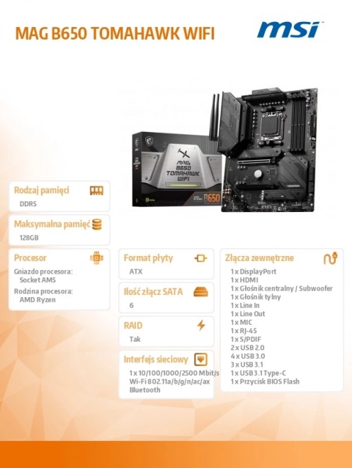 Platform basic MAG B650 Tomahawk WiFi AM5 4DDR5 HDMI/DP ATX
