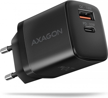 netvoedingsoplader 20 W met USB‑C PD en USB‑A QC zwart