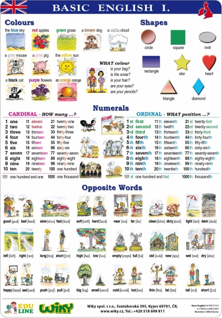 Tableaux éducatifs Basic English I – A4