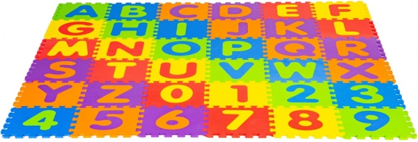 Grand tapis en mousse EVA pour enfants lettres chiffres 178x178 cm 36 pcs.