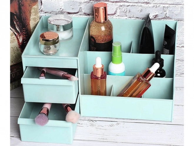 Organizer voor cosmetica in kastje met twee lades