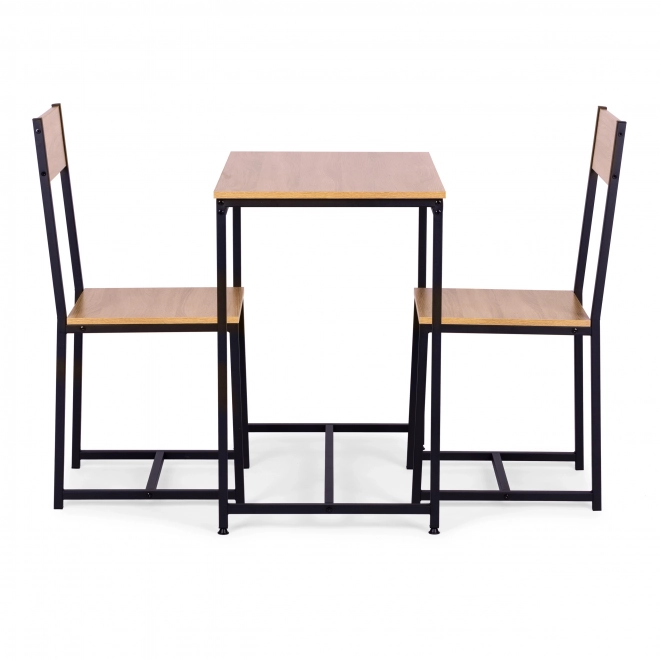 Set meubels: tafel en 2 stoelen van metaal en MDF